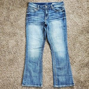 Daytrip Buckle Virgo Bootcut Womens Size 30S Short Blue Jeans Mid Rise Stretch